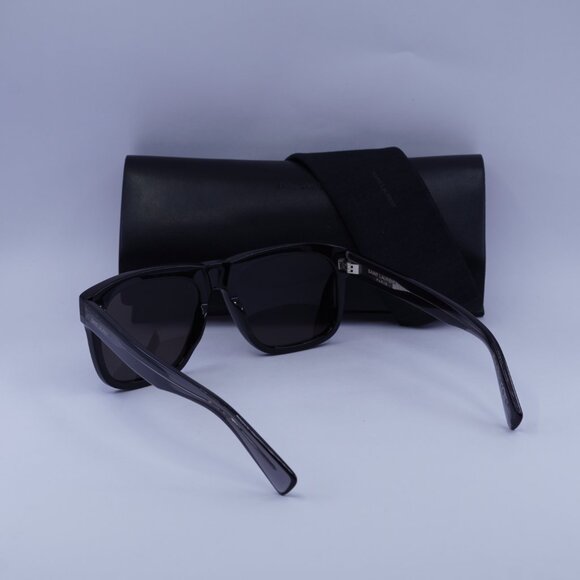 Saint Laurent SL558 003 Square Sunglasses - Black/Transparent Black - Picture 10 of 12